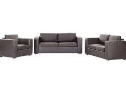Leather Living Room Set Brown Helsinki