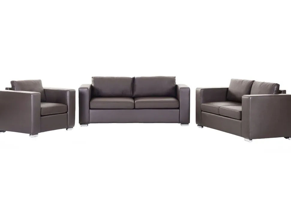 Leather Living Room Set Brown Helsinki