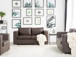 Leather Living Room Set Brown Helsinki