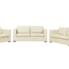 Leather Living Room Set Cream Helsinki