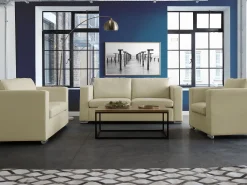 Leather Living Room Set Cream Helsinki