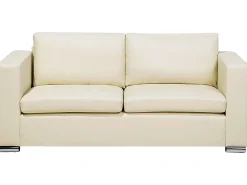 Leather Living Room Set Cream Helsinki
