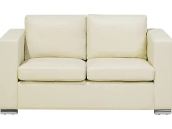 Leather Living Room Set Cream Helsinki