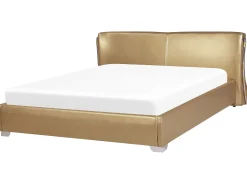Lederbett Gold Lattenrost 180 X 200 Cm Paris