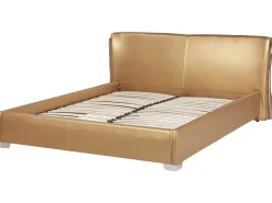 Lederbett Gold Lattenrost 180 X 200 Cm Paris