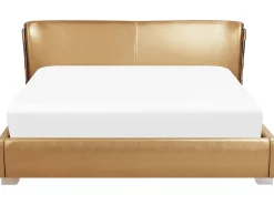 Lederbett Gold Lattenrost 180 X 200 Cm Paris