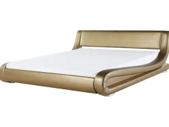 Lederbett Gold Lattenrost 180 X 200 Cm Avignon