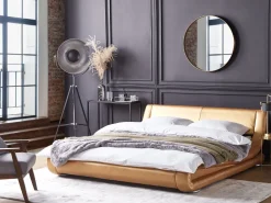 Lederbett Gold Lattenrost 180 X 200 Cm Avignon