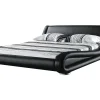 Lederbett Schwarz Lattenrost 180 X 200 Cm Avignon