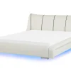 Lederbett Weis Lattenrost 180 X 200 Cm Mit Led-Beleuchtung Bunt Nantes