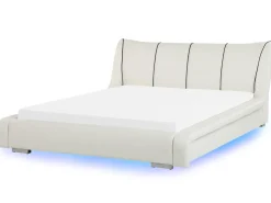 Lederbett Weis Lattenrost 180 X 200 Cm Mit Led-Beleuchtung Bunt Nantes