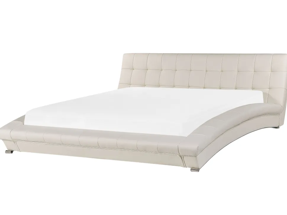 Lederbett Weis Lattenrost 180 X 200 Cm Lille
