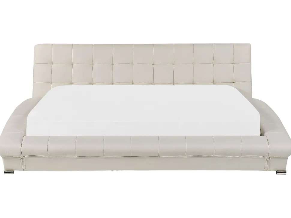 Lederbett Weis Lattenrost 180 X 200 Cm Lille