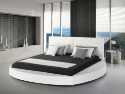 Lederbett Weis Lattenrost 180 X 200 Cm Laval