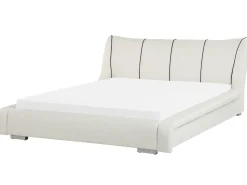 Lederbett Weis Lattenrost 180 X 200 Cm Nantes