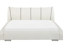 Lederbett Weis Lattenrost 180 X 200 Cm Nantes
