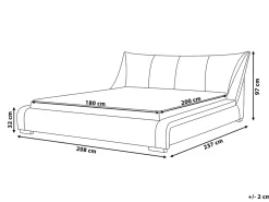 Lederbett Weis Lattenrost 180 X 200 Cm Nantes