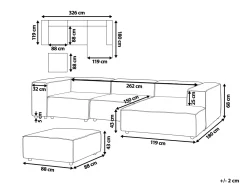 Left Hand 3 Seater Modular Jumbo Cord Corner Sofa With Ottoman Brown Aprica