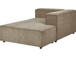 Left Hand 3 Seater Modular Jumbo Cord Corner Sofa With Ottoman Brown Aprica