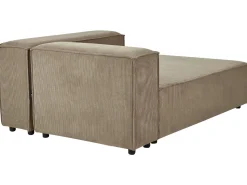 Left Hand 3 Seater Modular Jumbo Cord Corner Sofa With Ottoman Brown Aprica