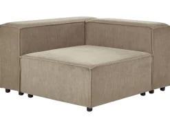 Left Hand 3 Seater Modular Jumbo Cord Corner Sofa With Ottoman Brown Aprica