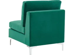 Left Hand 6 Seater Modular Velvet Corner Sofa Green Evja