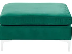 Left Hand 4 Seater Modular Velvet Corner Sofa With Ottoman Green Evja