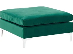 Left Hand 4 Seater Modular Velvet Corner Sofa With Ottoman Green Evja