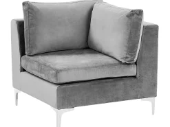 Left Hand 6 Seater Modular Velvet Corner Sofa Grey Evja