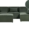 Left Hand 4 Seater Modular Jumbo Cord Corner Sofa With Ottoman Dark Green Lemvig