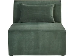 Left Hand 4 Seater Modular Jumbo Cord Corner Sofa With Ottoman Dark Green Lemvig