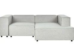Left Hand 2 Seater Modular Linen Corner Sofa Grey Aprica