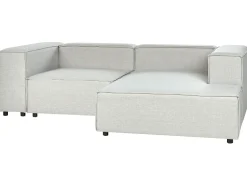 Left Hand 2 Seater Modular Linen Corner Sofa Grey Aprica