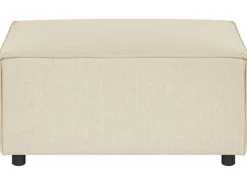 Left Hand 2 Seater Modular Linen Corner Sofa With Ottoman Beige Aprica
