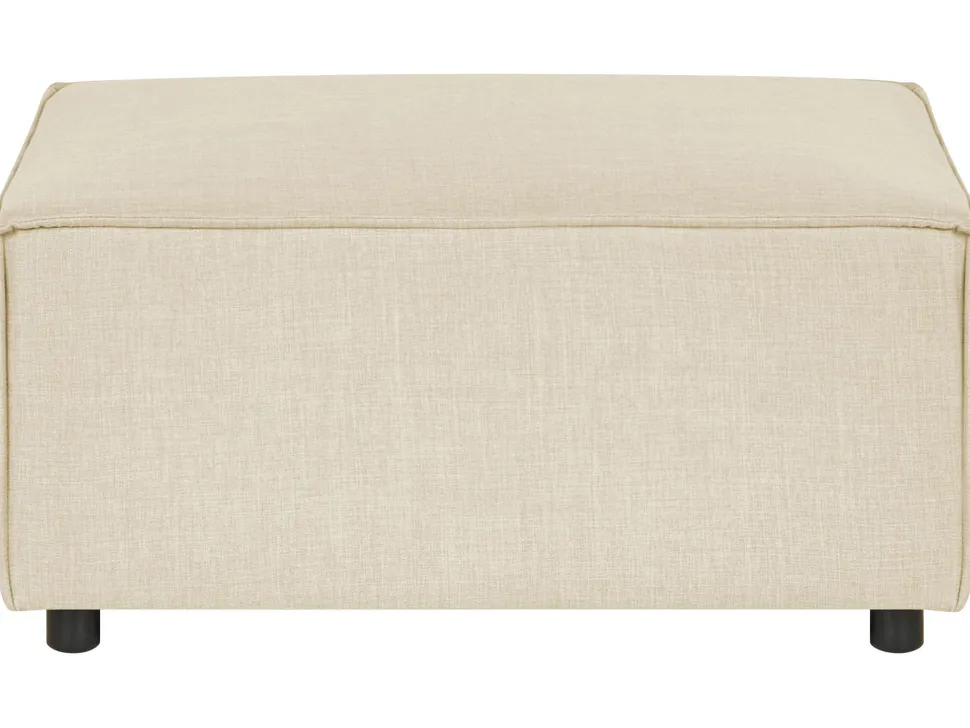 Left Hand 2 Seater Modular Linen Corner Sofa With Ottoman Beige Aprica