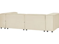 Left Hand 2 Seater Modular Linen Corner Sofa With Ottoman Beige Aprica