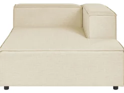Left Hand 2 Seater Modular Linen Corner Sofa With Ottoman Beige Aprica