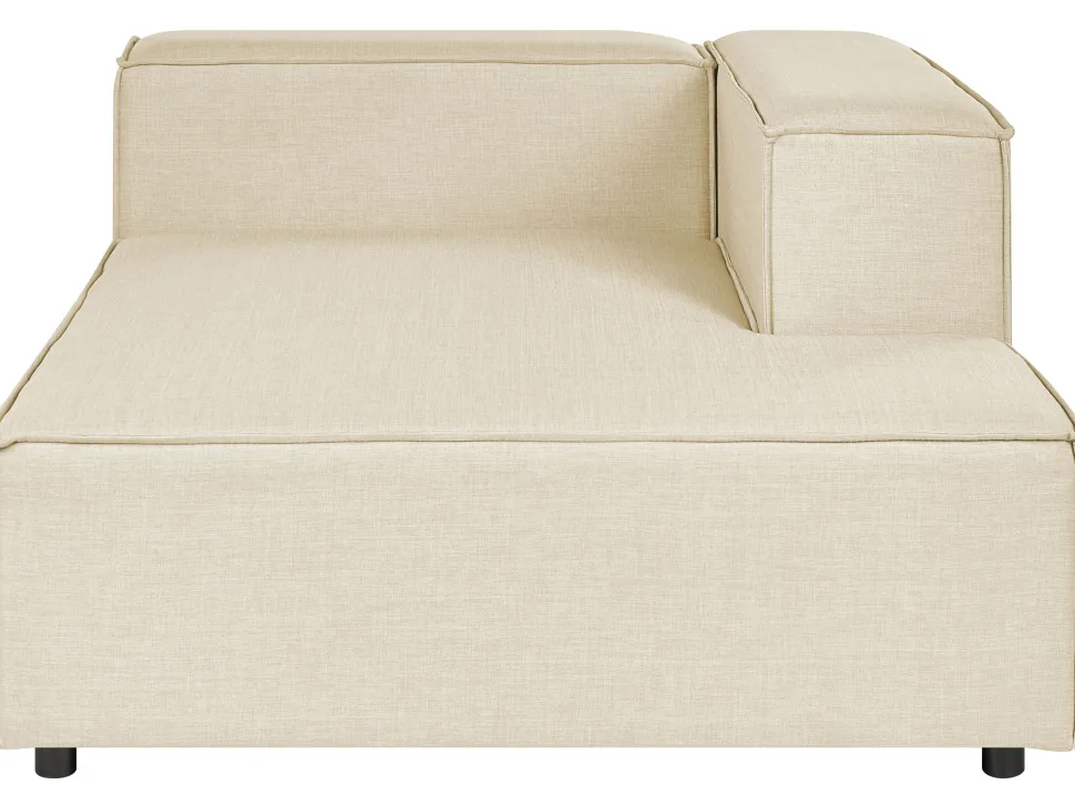 Left Hand 2 Seater Modular Linen Corner Sofa With Ottoman Beige Aprica