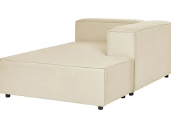 Left Hand 2 Seater Modular Linen Corner Sofa With Ottoman Beige Aprica