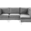 Left Hand 4 Seater Modular Velvet Corner Sofa Grey Evja
