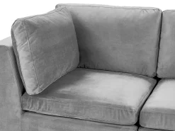 Left Hand 4 Seater Modular Velvet Corner Sofa Grey Evja