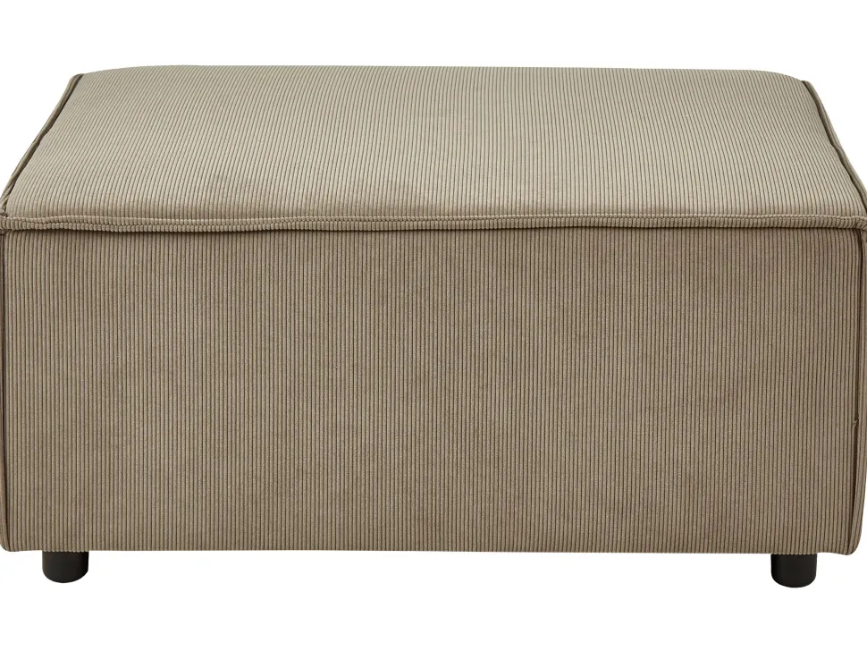 Left Hand 2 Seater Modular Jumbo Cord Corner Sofa With Ottoman Brown Aprica