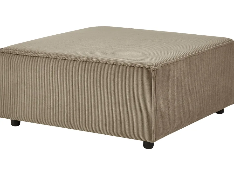 Left Hand 2 Seater Modular Jumbo Cord Corner Sofa With Ottoman Brown Aprica