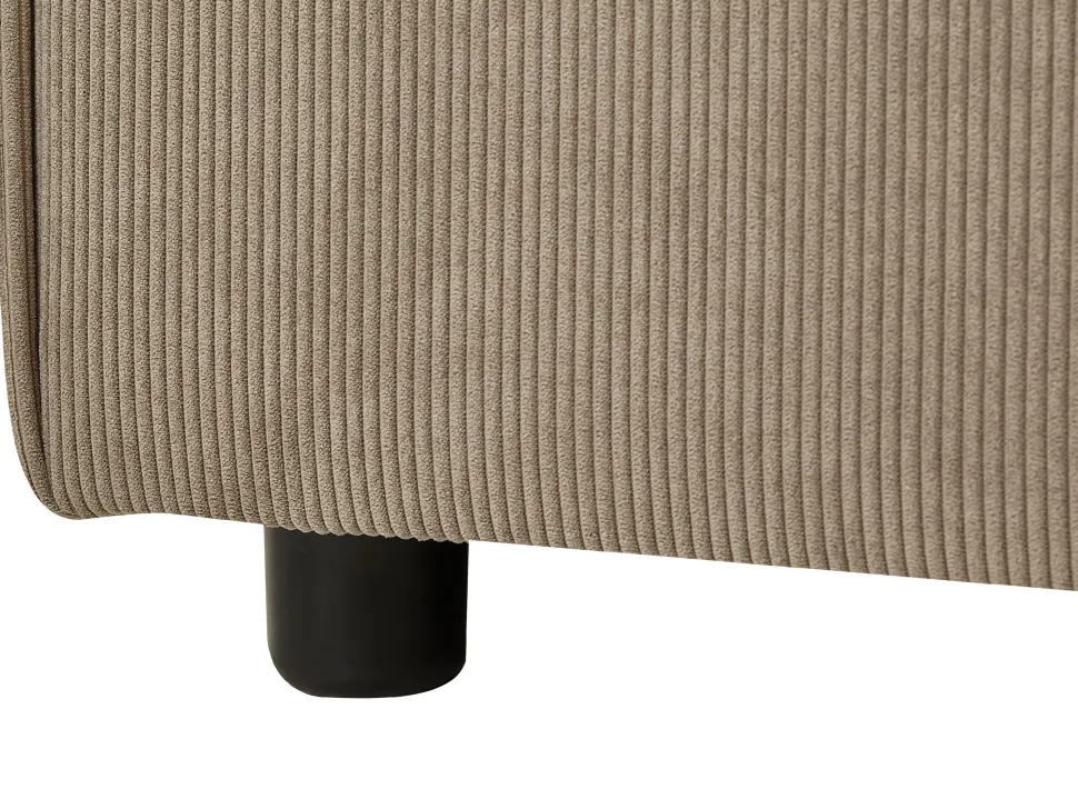 Left Hand 2 Seater Modular Jumbo Cord Corner Sofa With Ottoman Brown Aprica