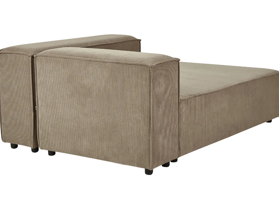 Left Hand 2 Seater Modular Jumbo Cord Corner Sofa With Ottoman Brown Aprica