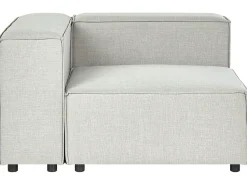 Left Hand 3 Seater Modular Linen Corner Sofa Grey Aprica