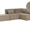 Left Hand 3 Seater Modular Jumbo Cord Corner Sofa With Ottoman Taupe Lemvig