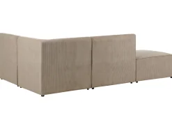 Left Hand 3 Seater Modular Jumbo Cord Corner Sofa With Ottoman Taupe Lemvig