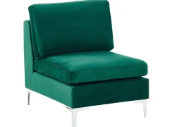 Left Hand 4 Seater Modular Velvet Corner Sofa Green Evja