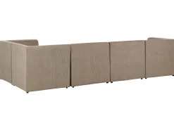 Left Hand 5 Seater Modular Jumbo Cord Corner Sofa With Ottoman Taupe Lemvig